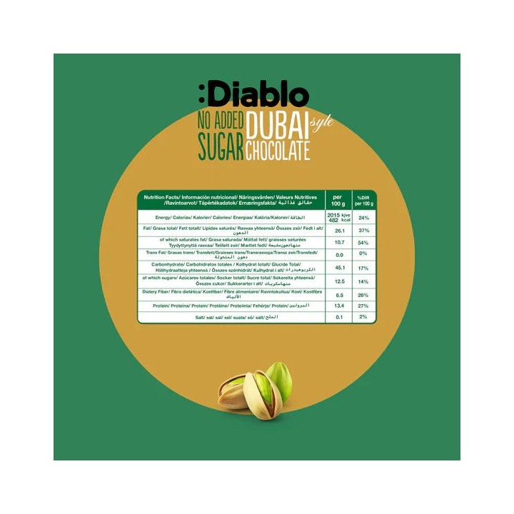 Chocolate Dubai sin Azúcar :Diablo 200 g