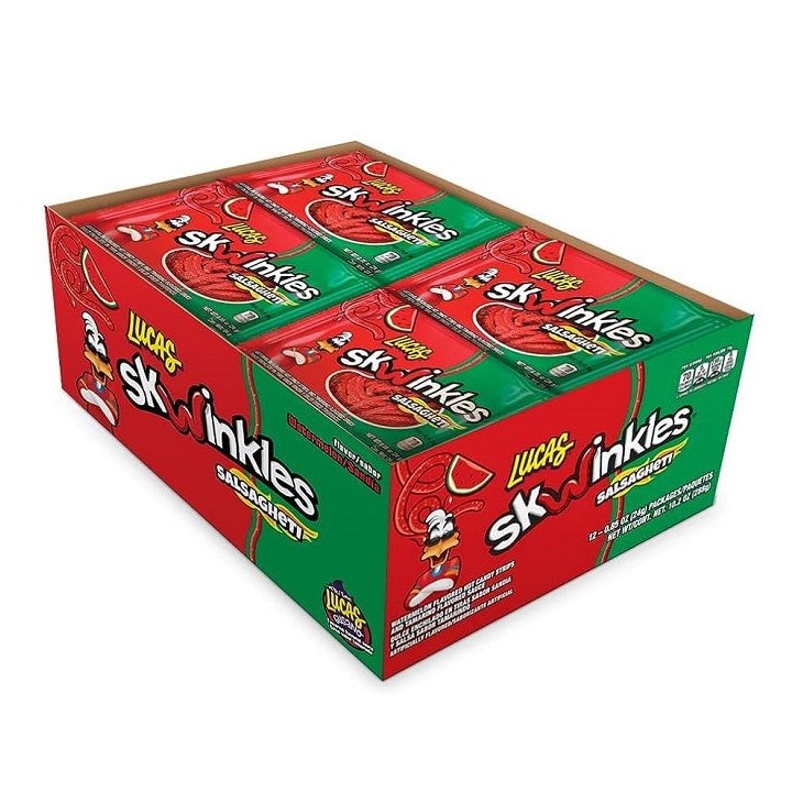 Caramelos Skwinkles Salsaghetti Sandía Picante Lucas 12 x 24 g