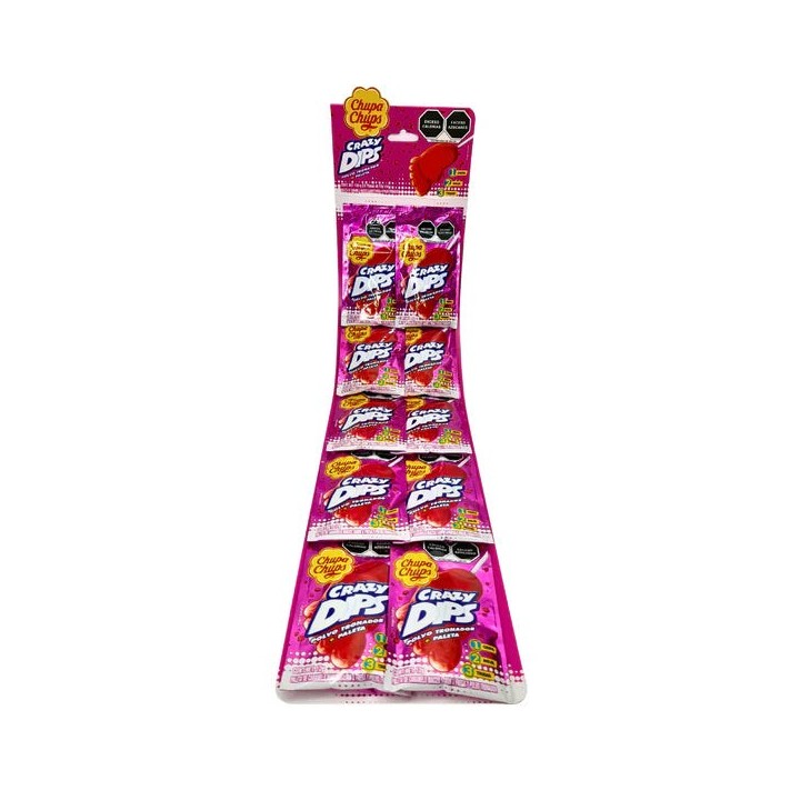 Paletas Crazy Dips Frutilla Chupa Chups 10 un x 12 g