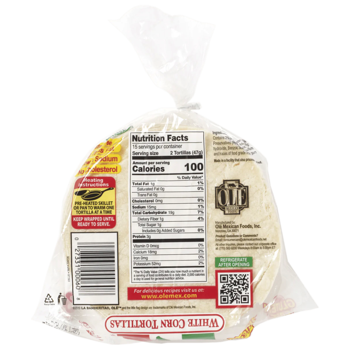 Tortillas Maíz Blanco La Banderita 705g