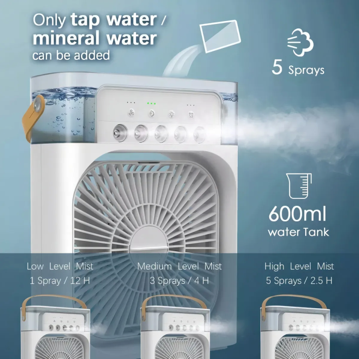 Ventilador humificador portátil 3 en 1
