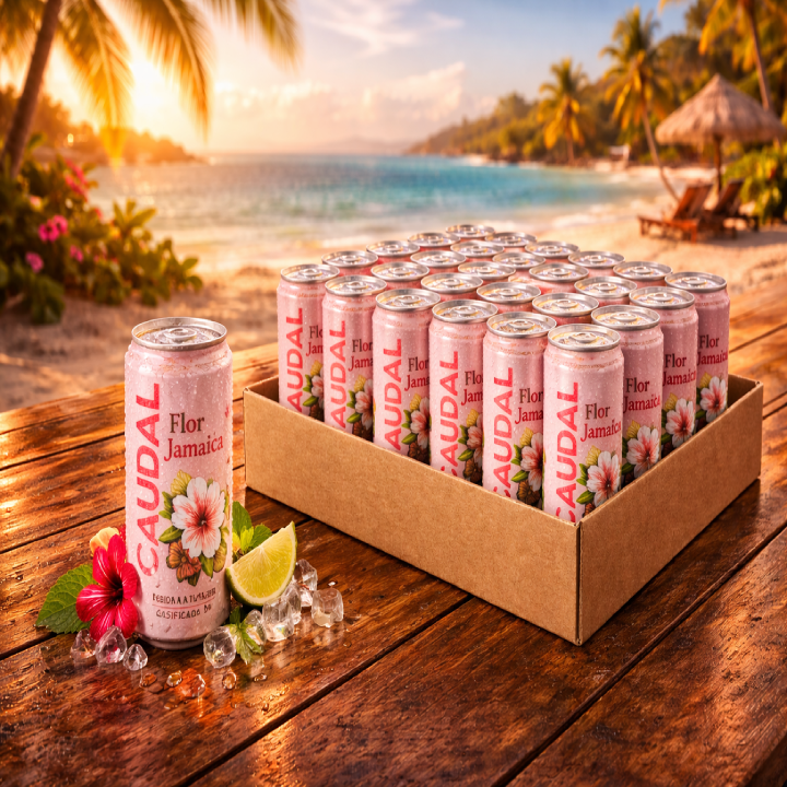 Pack 24 Bebidas Naturales Gasificadas Flor de Jamaica Caudal 350ml