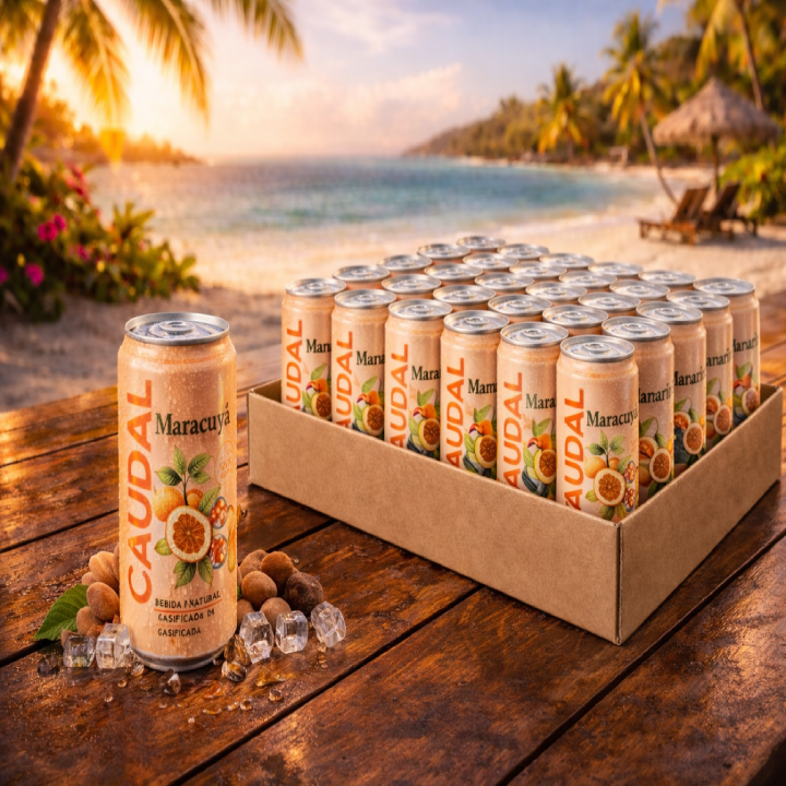 Pack 24 Bebidas Naturales Gasificadas Maracuyá Caudal 350ml