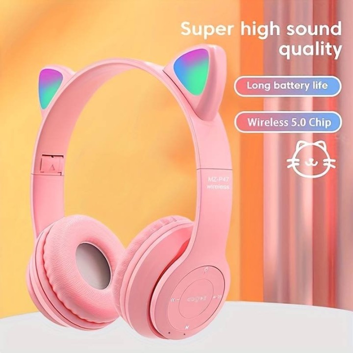 Audífonos Led Gamer Inalámbricos De Gato
