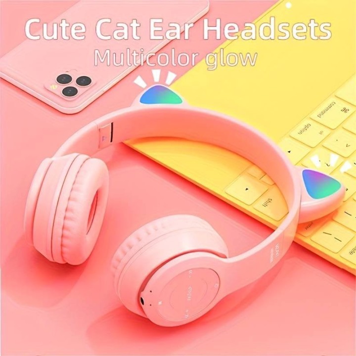 Audífonos Led Gamer Inalámbricos De Gato